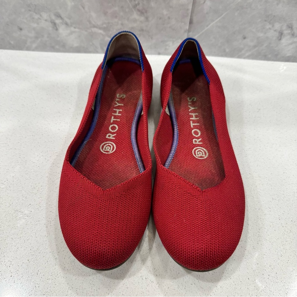 Rothy's The Point Ballet Flat Shoes Womens 7 Chili Cherry Scooter Red